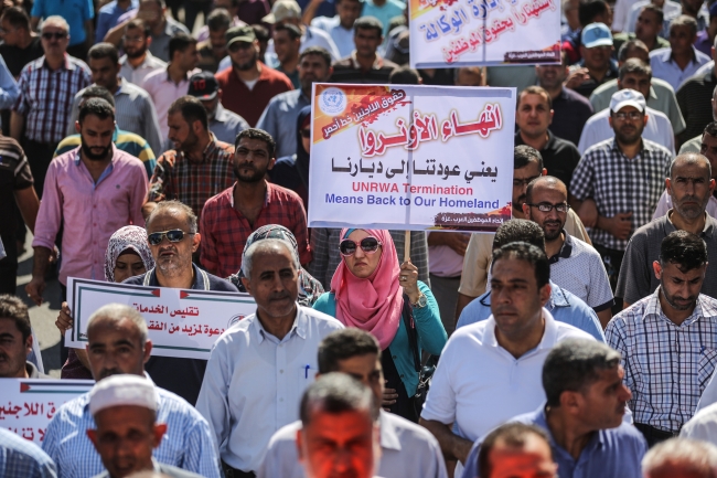 Gazze'de BM Filistinli Mültecilere Yardım Ajansı protestosu